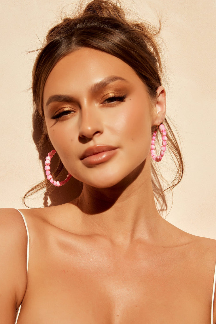 Oversized Heart Hoop Earrings - Pink ACCESSORIES Sage and Paije