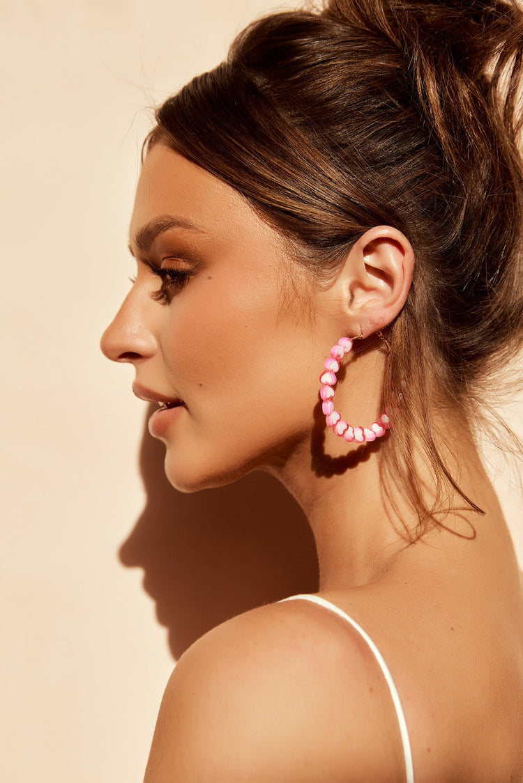 Oversized Heart Hoop Earrings - Pink ACCESSORIES Sage and Paije