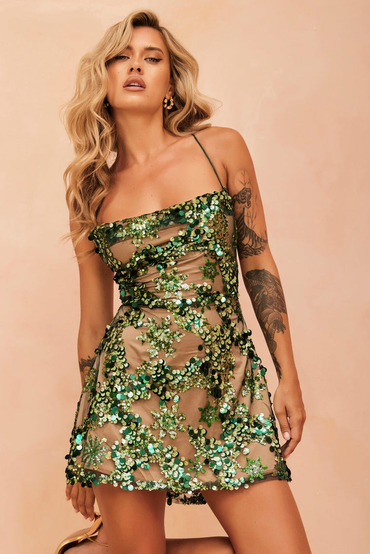 Champagne Eyes Mini Dress - Green DRESSES Sage and Paije
