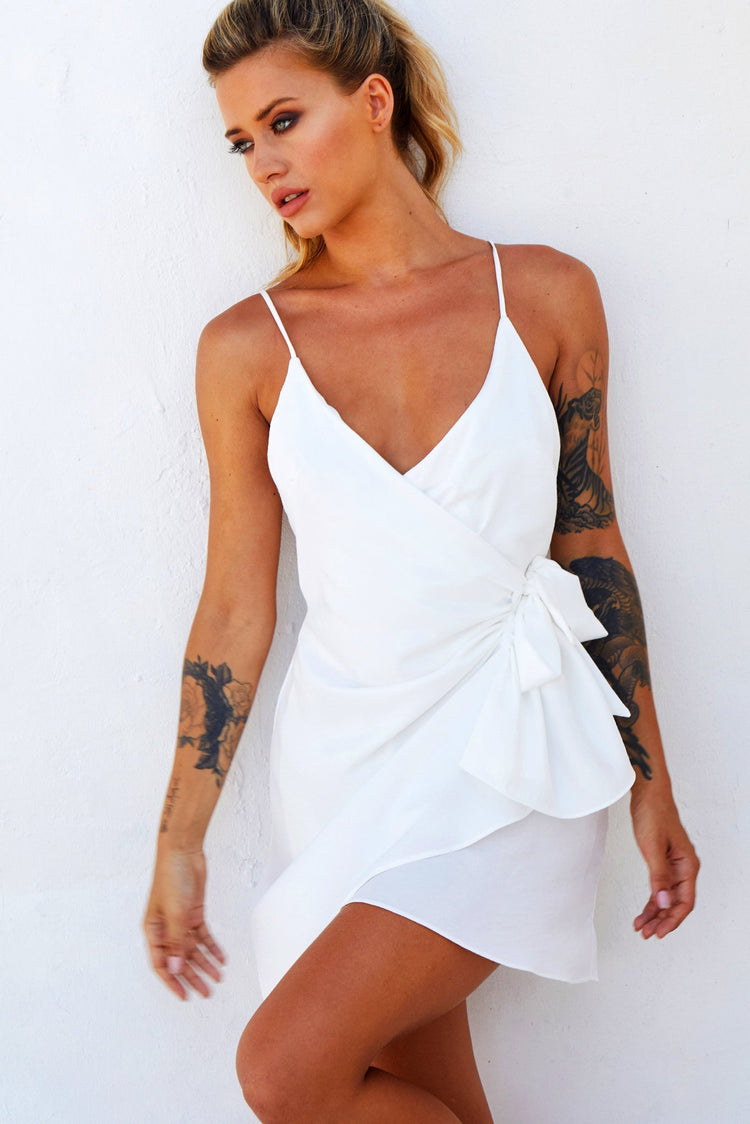 That's A Wrap Mini Dress - White DRESSES Sage and Paije