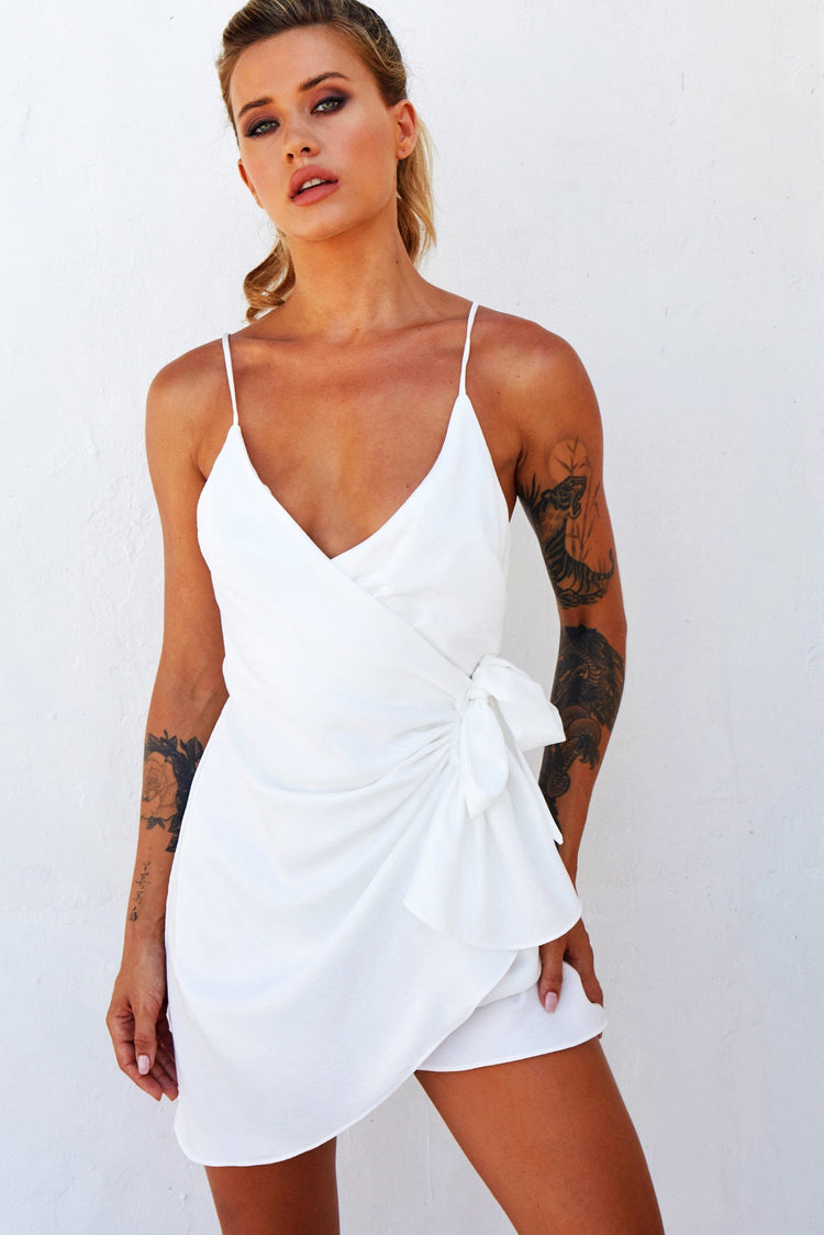 That's A Wrap Mini Dress - White DRESSES Sage and Paije