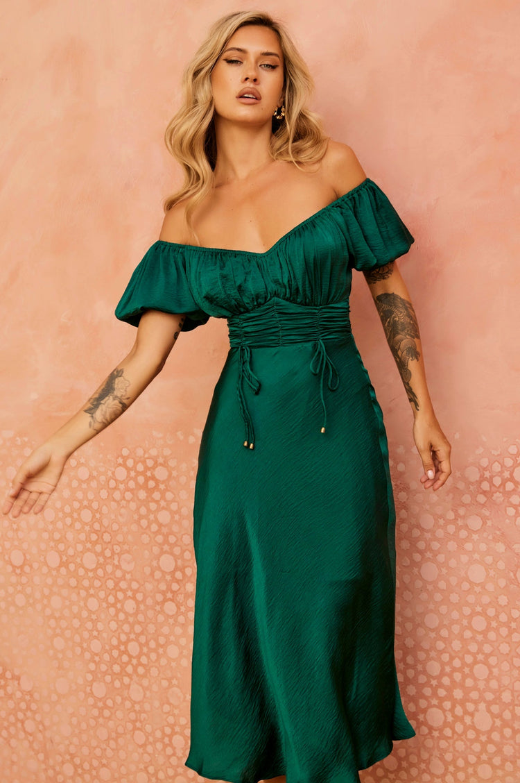 Mariner Midi Dress - Forest Green DRESSES Sage and Paije