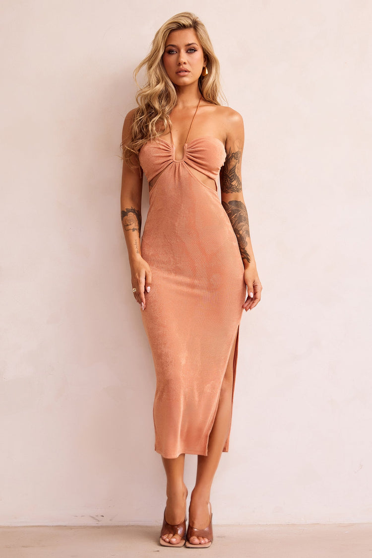 Right Now Midi Dress - Brown DRESSES Sage and Paije