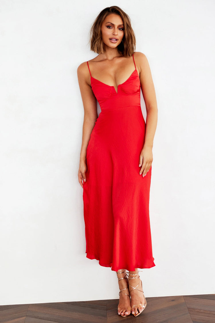 Night In August Midi Dress - Red DRESSES Sage and Paije