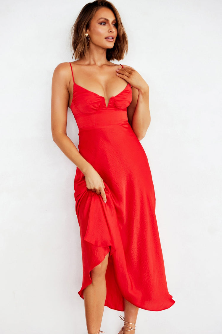 Night In August Midi Dress - Red DRESSES Sage and Paije