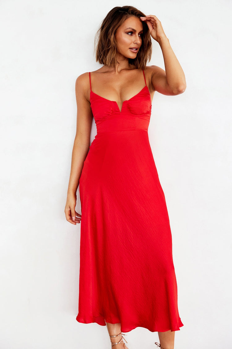 Night In August Midi Dress - Red DRESSES Sage and Paije