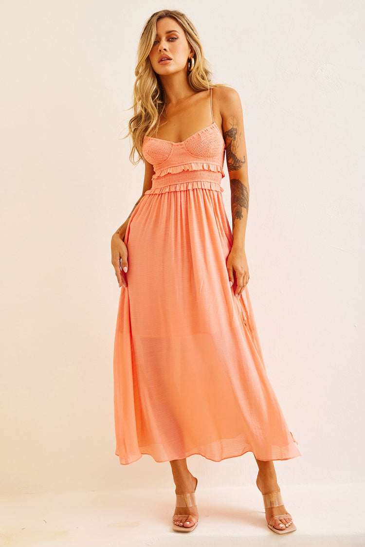Ios Maxi Dress - Peach | Sage and Paige AUS.