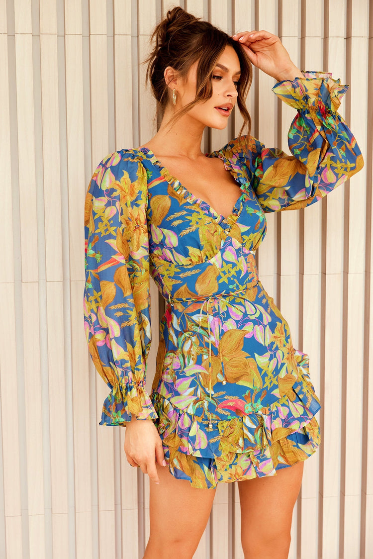 Addison Mini Dress - Blue Multi DRESSES Sage and Paije