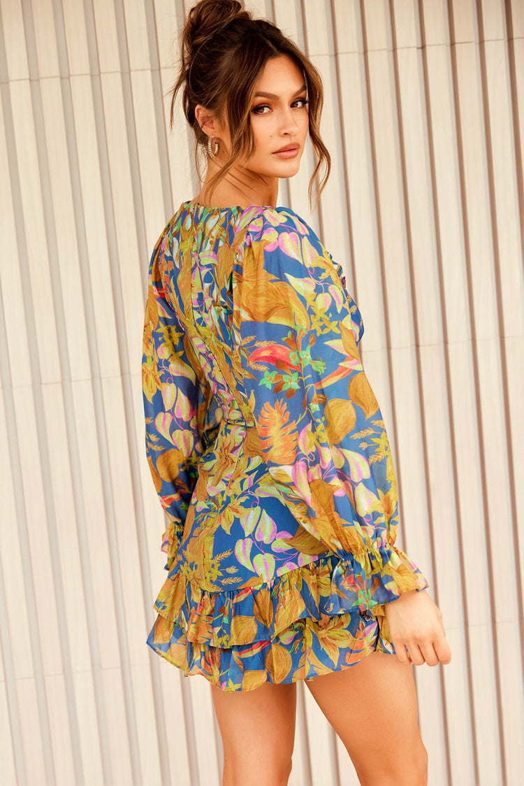 Addison Mini Dress - Blue Multi DRESSES Sage and Paije