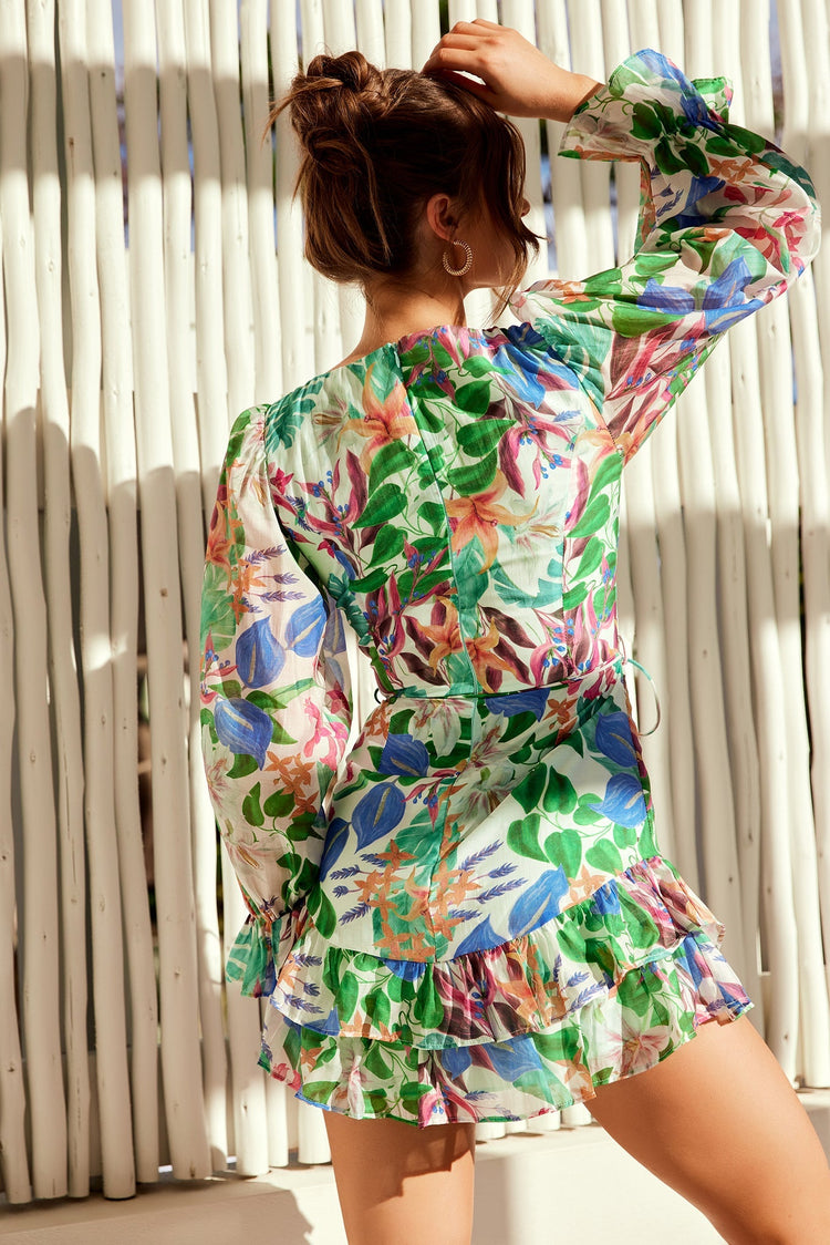 Addison Mini Dress - Green Multi DRESSES Sage and Paije