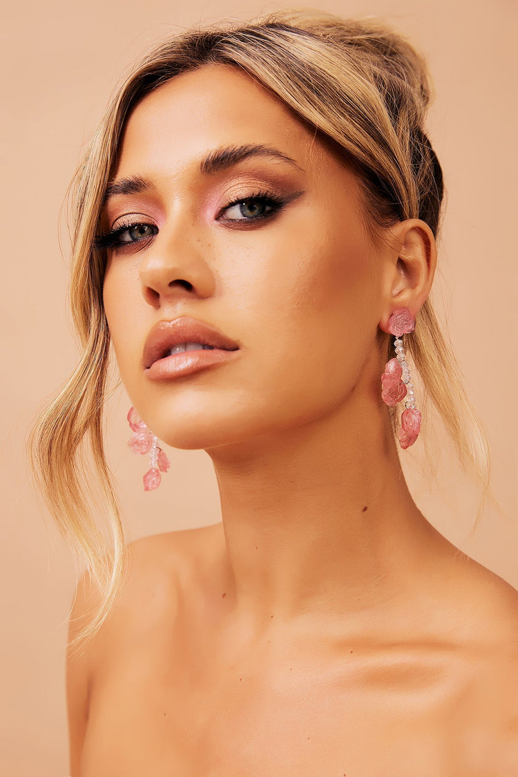 Big Rose Earrings - Pink ACCESSORIES Sage and Paije