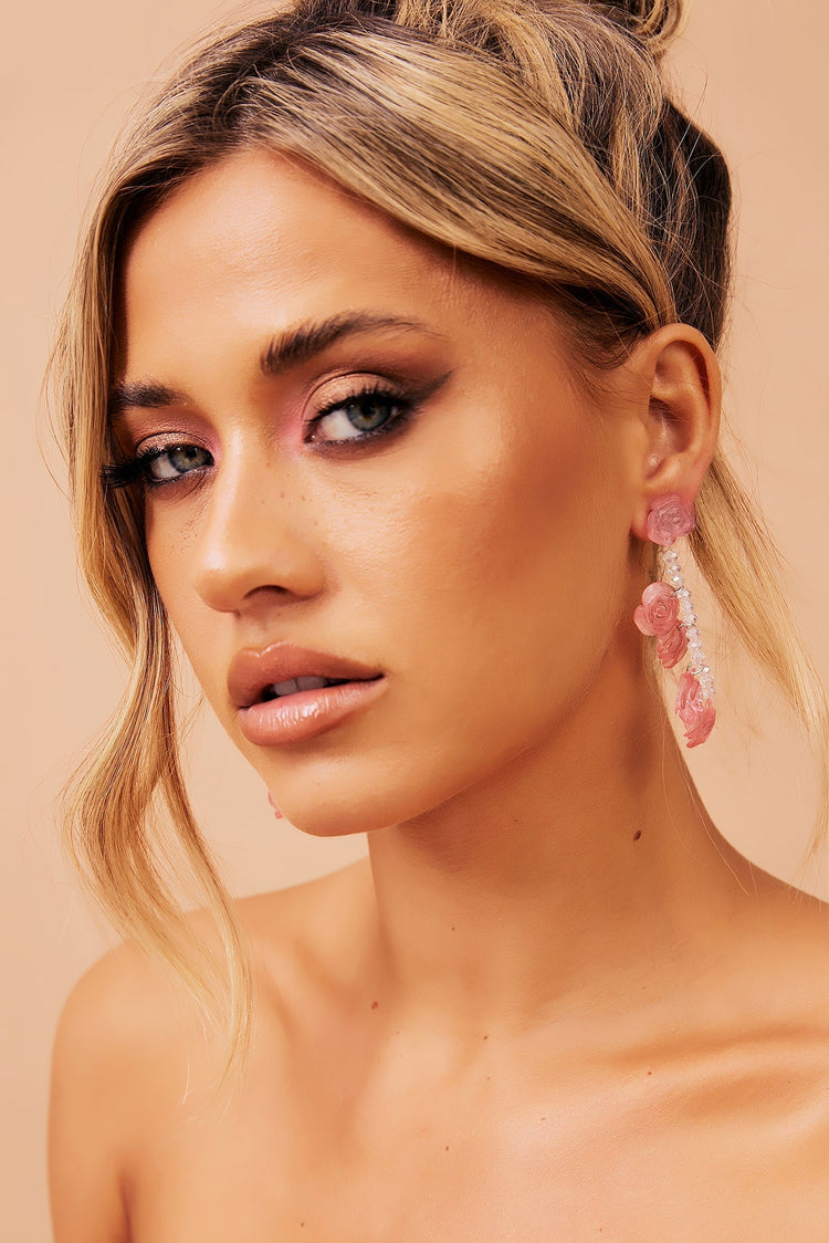 Big Rose Earrings - Pink ACCESSORIES Sage and Paije