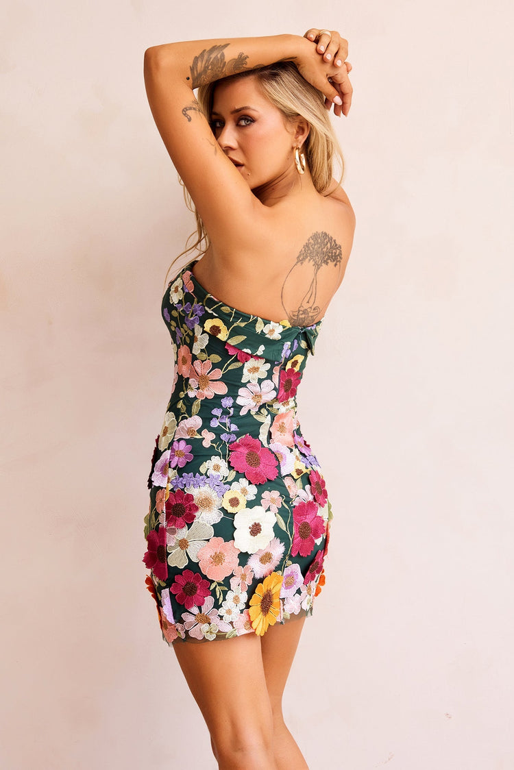 Opening Up Mini Dress - Forest Green DRESSES Sage and Paije