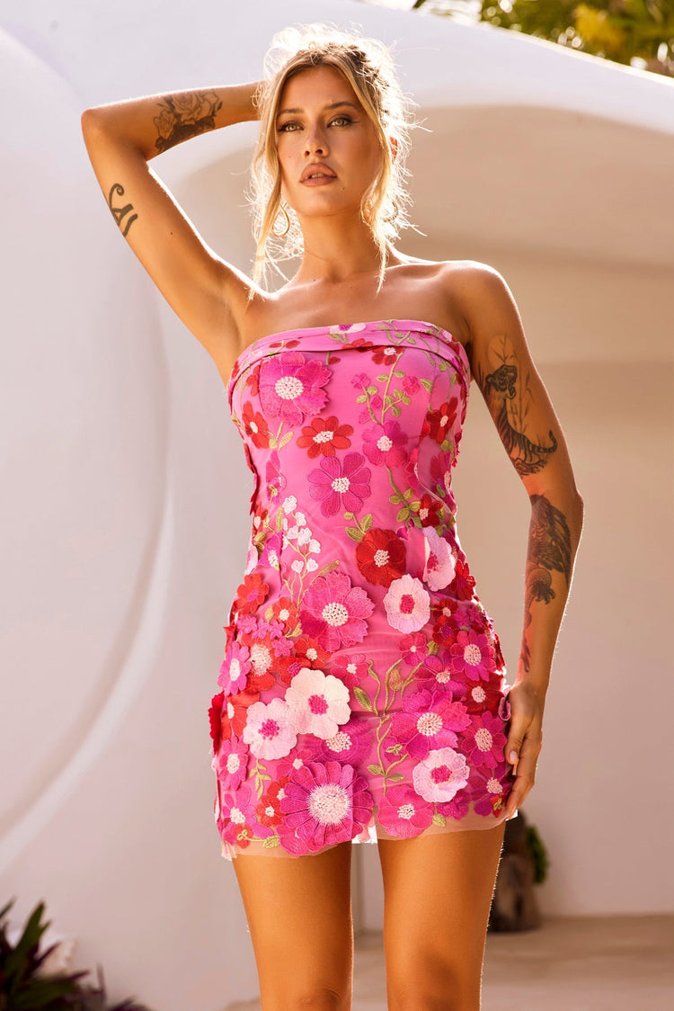 Opening Up Mini Dress - Hot Pink DRESSES Sage and Paije