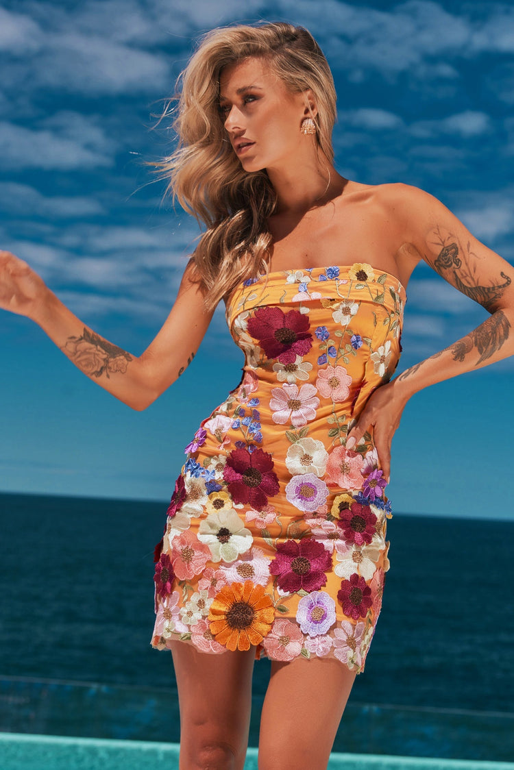 Opening Up Mini Dress - Yellow DRESSES Sage and Paije