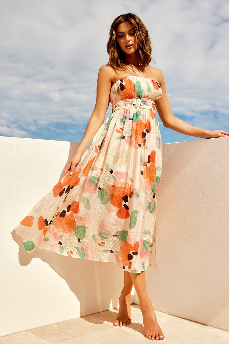 Palm Lover Midi Dress - Orange DRESSES Sage and Paije