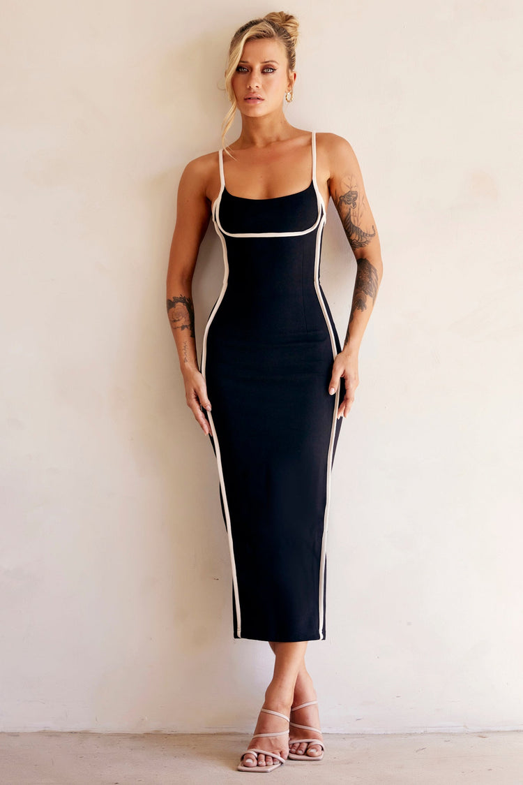 One Delia Midi Dress - Black DRESSES Sage and Paije