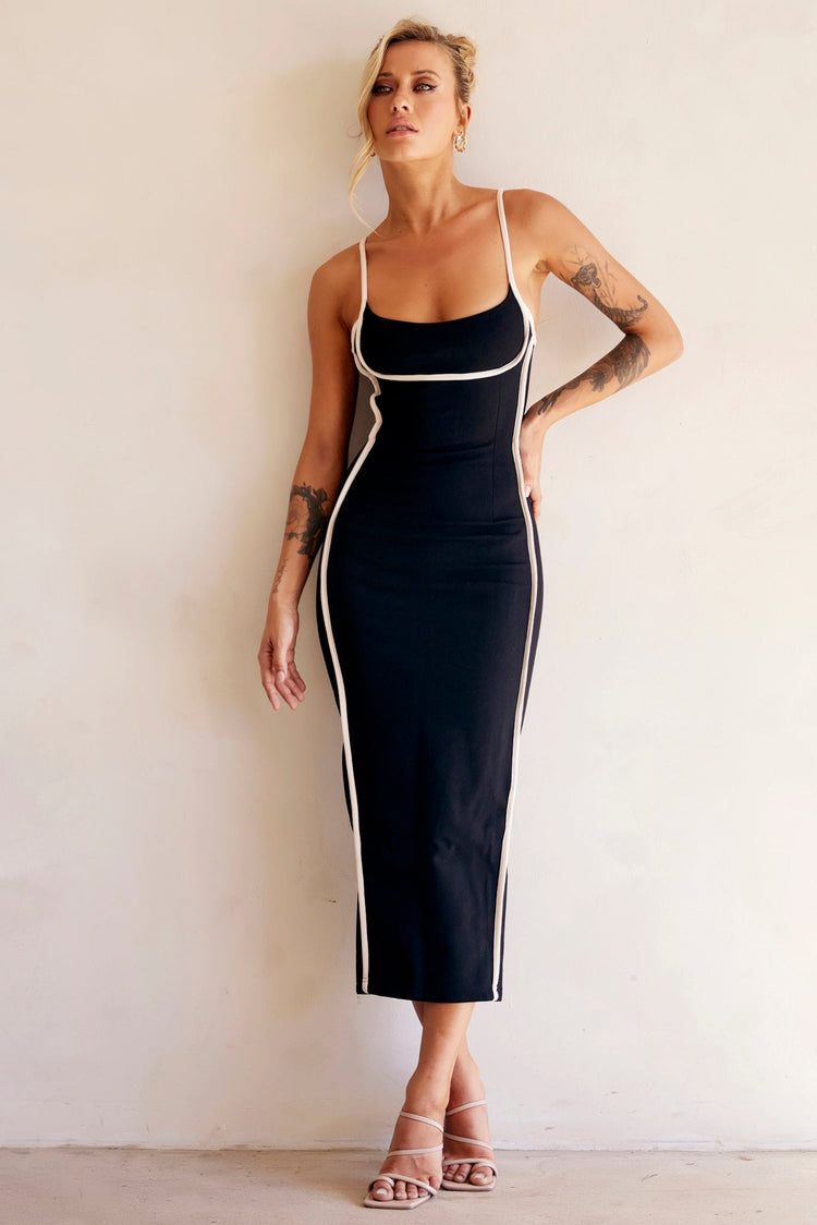 One Delia Midi Dress - Black DRESSES Sage and Paije
