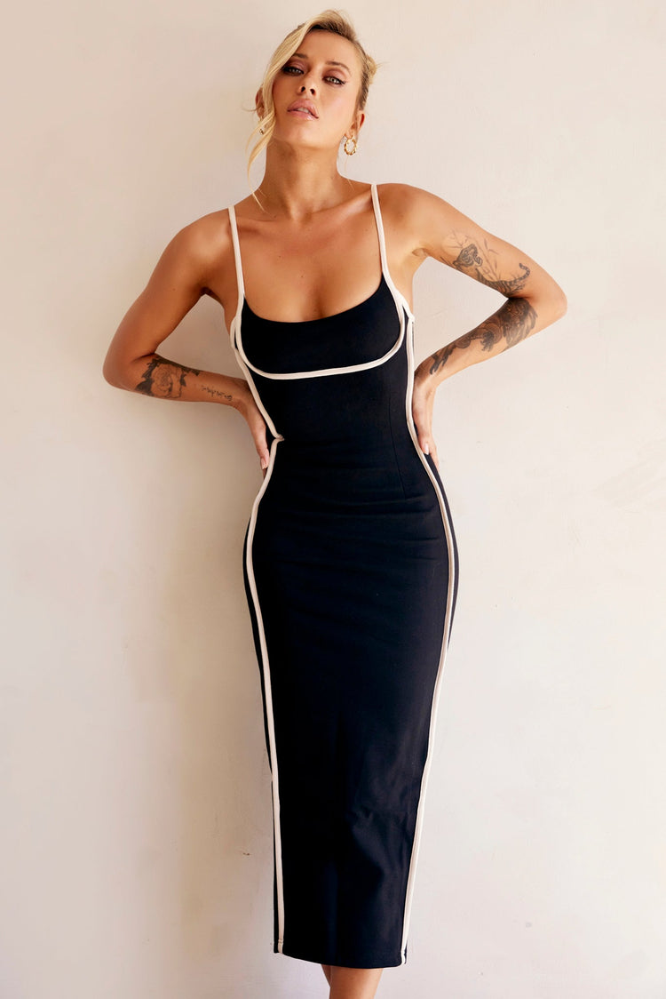 One Delia Midi Dress - Black DRESSES Sage and Paije