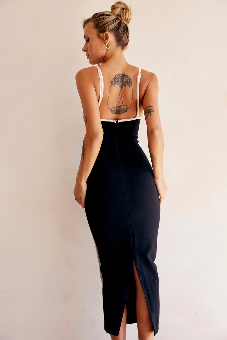 One Delia Midi Dress - Black DRESSES Sage and Paije