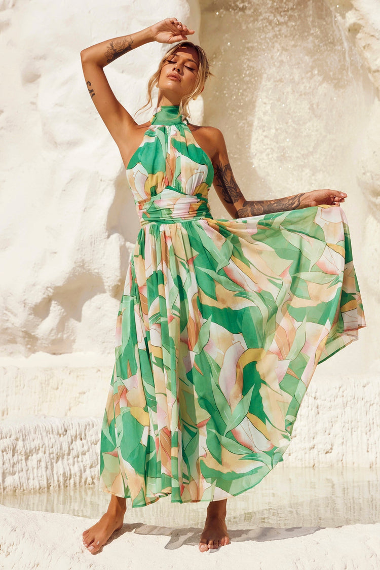Mullberry Maxi Dress - Green Print DRESSES Sage and Paije
