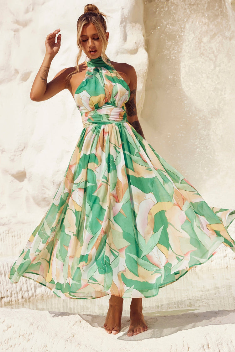 Mullberry Maxi Dress - Green Print DRESSES Sage and Paije