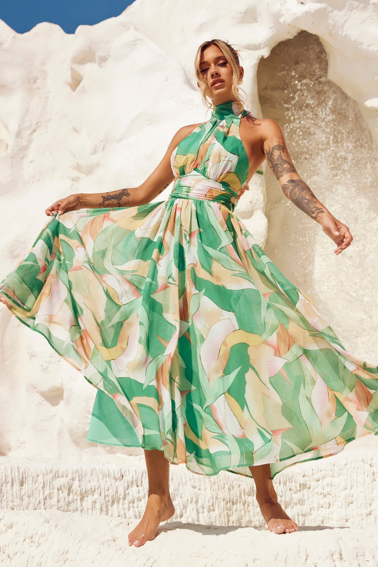 Mullberry Maxi Dress - Green Print DRESSES Sage and Paije