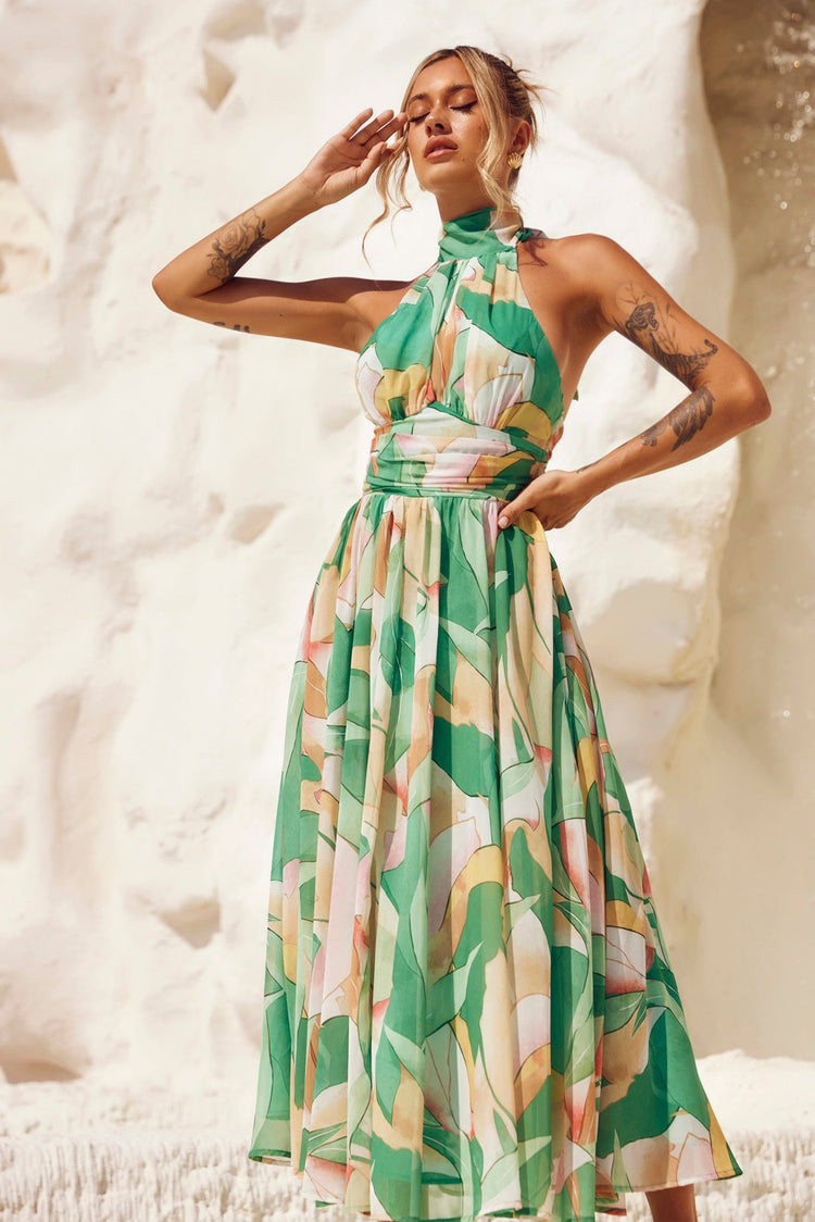 Mullberry Maxi Dress - Green Print DRESSES Sage and Paije
