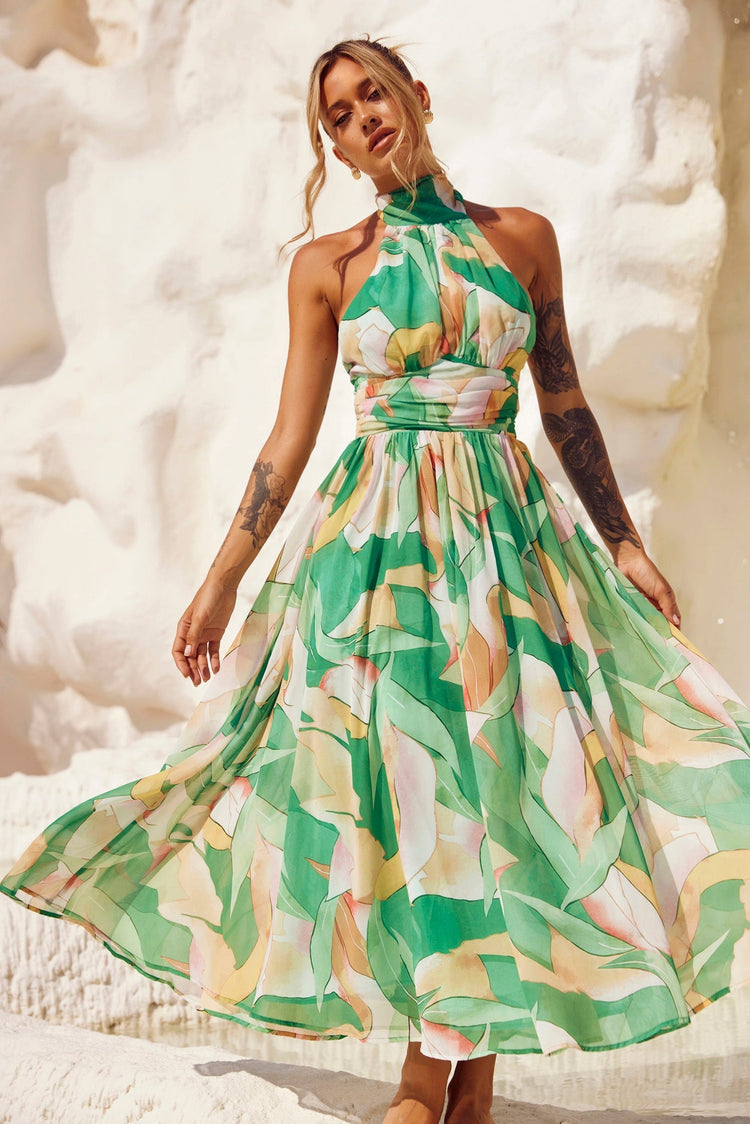 Mullberry Maxi Dress - Green Print DRESSES Sage and Paije