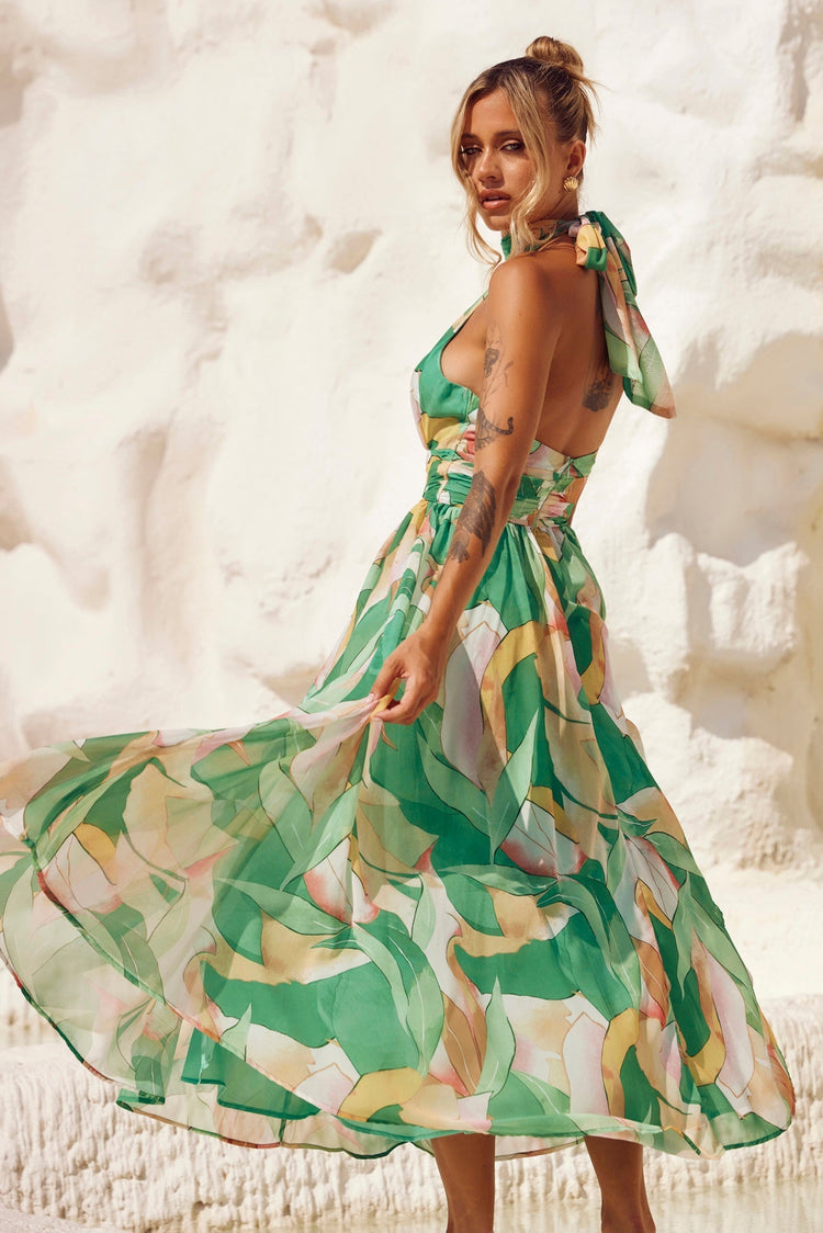 Mullberry Maxi Dress - Green Print DRESSES Sage and Paije