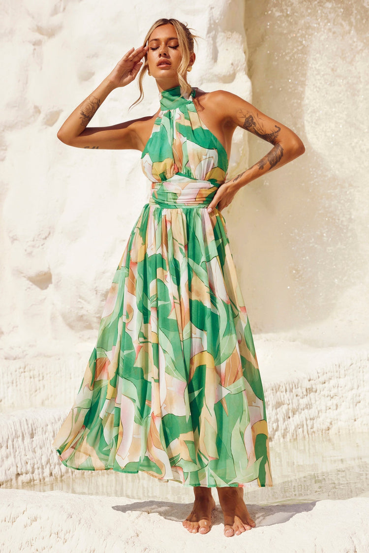 Mullberry Maxi Dress - Green Print DRESSES Sage and Paije