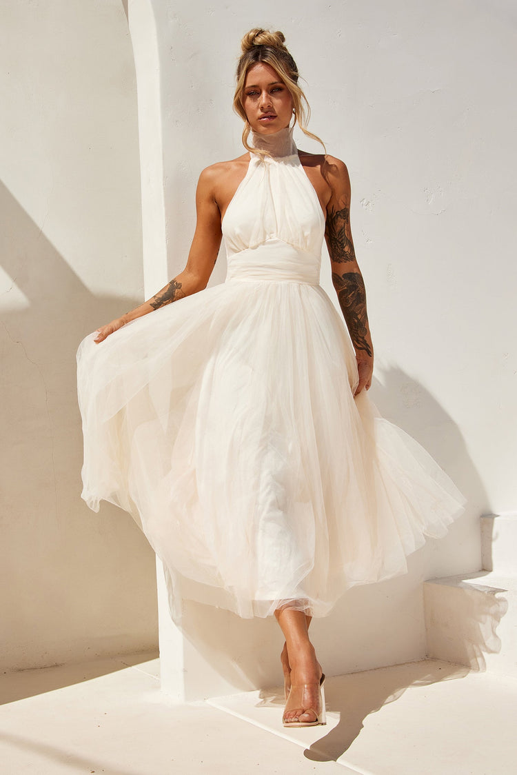 Her Statement Midi Dress - Beige | Sage and Paige AUS.