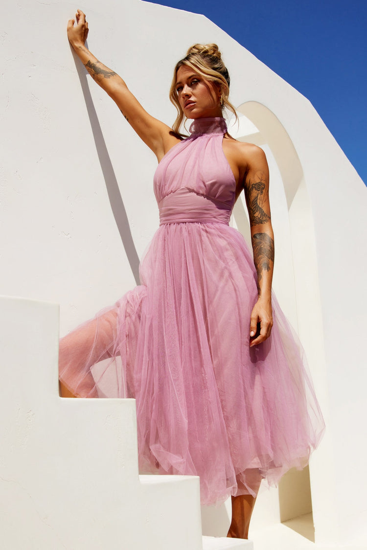 Her Statement Midi Dress - Blush | Sage and Paige AUS.
