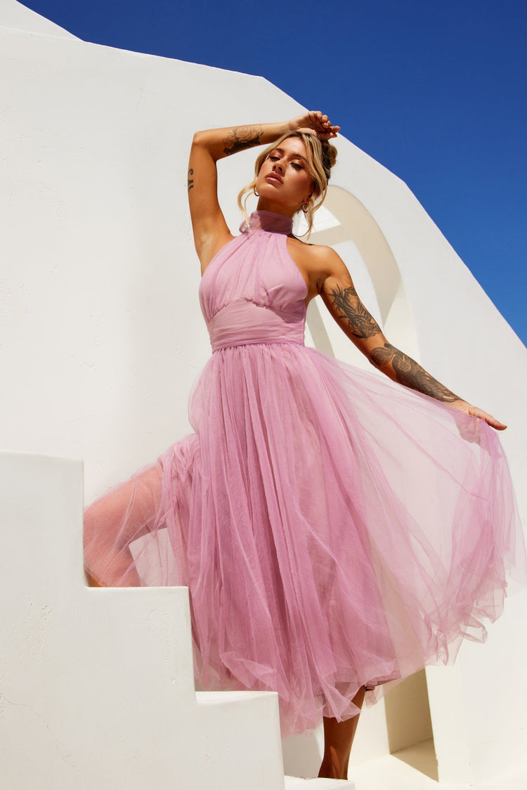Her Statement Midi Dress - Blush | Sage and Paige AUS.