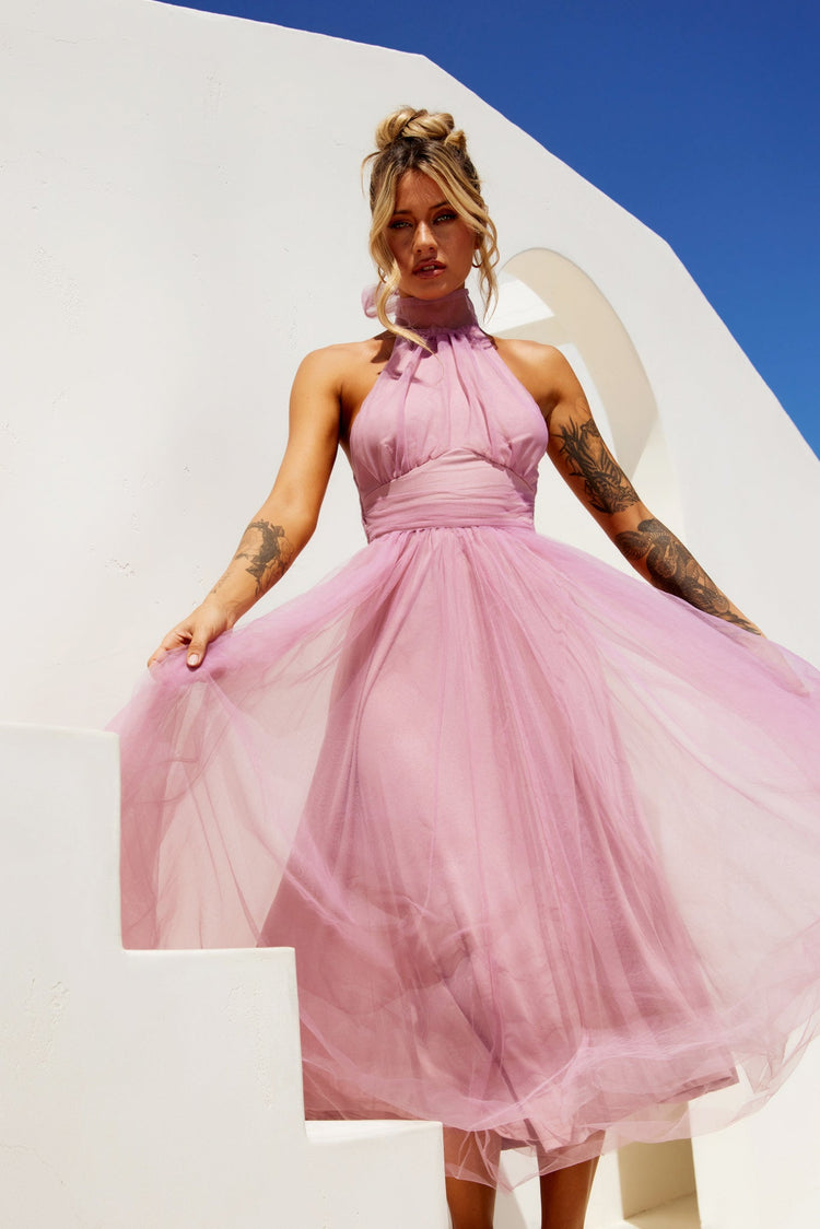 Her Statement Midi Dress - Blush | Sage and Paige AUS.