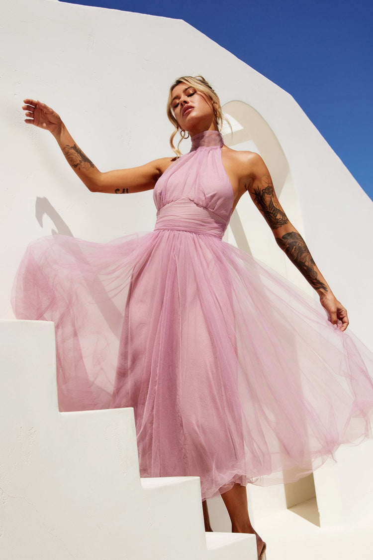 Her Statement Midi Dress - Blush | Sage and Paige AUS.