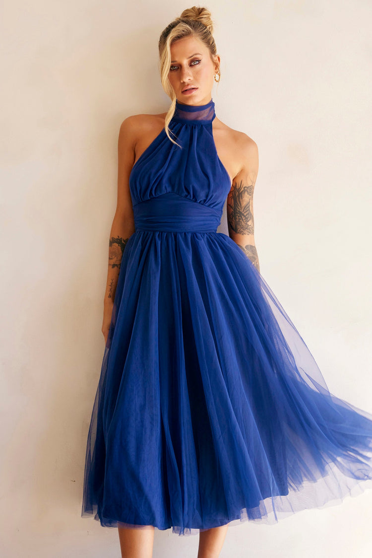 Her Statement Midi Dress - Navy | Sage and Paige AUS.