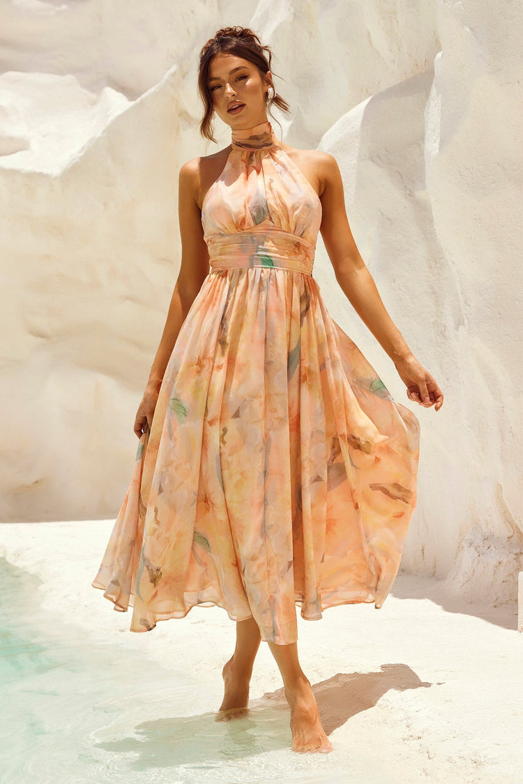 Daylight Midi Dress - Peach DRESSES Sage and Paije
