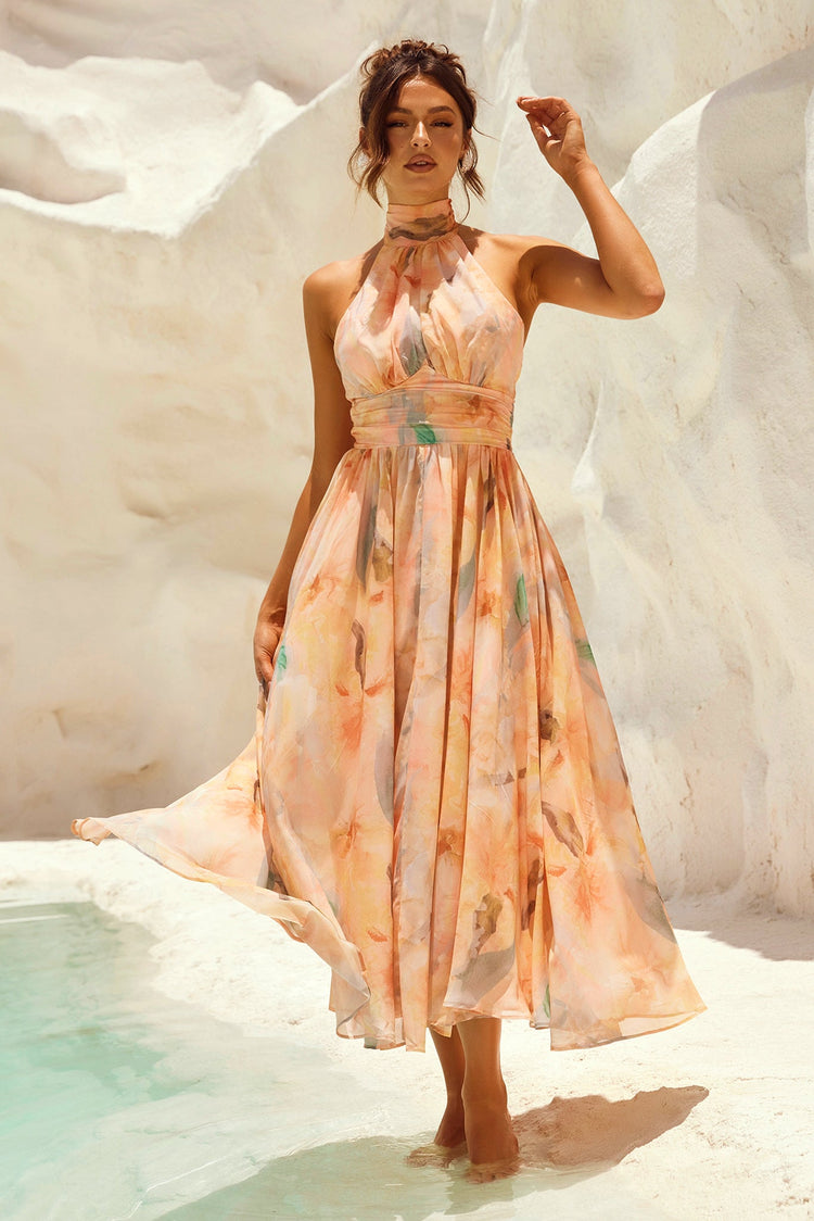 Daylight Midi Dress - Peach | Sage and Paige AUS.