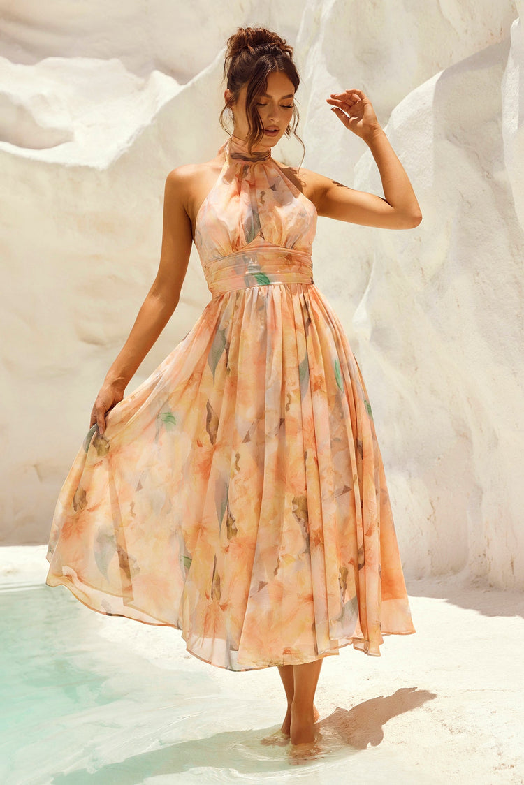 Daylight Midi Dress - Peach | Sage and Paige AUS.