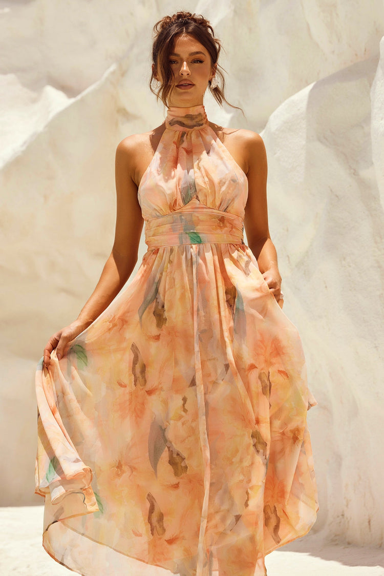 Daylight Midi Dress - Peach | Sage and Paige AUS.