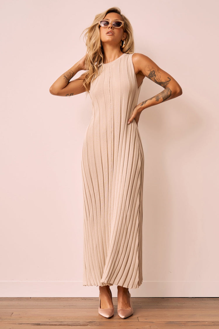 Francis Knit Maxi Dress - Beige KNITWEARS Sage and Paije