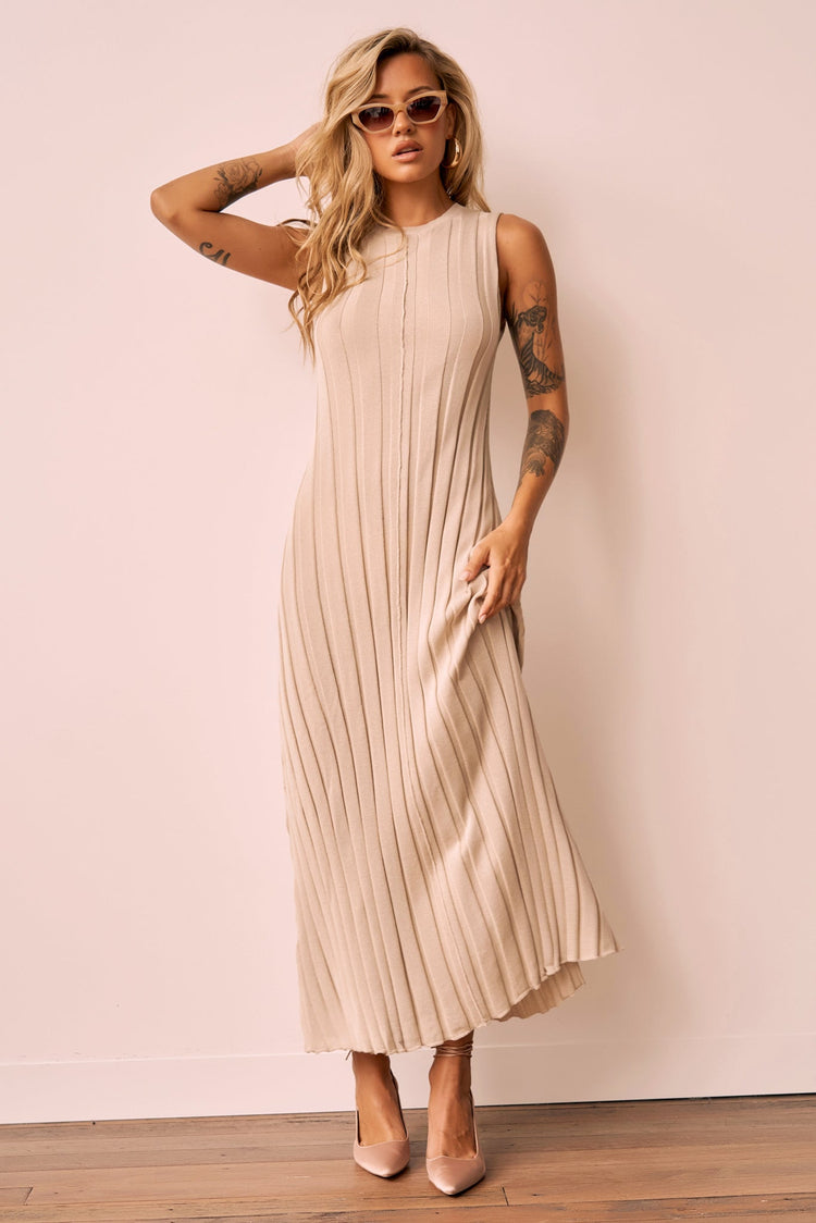 Francis Knit Maxi Dress - Beige KNITWEARS Sage and Paije