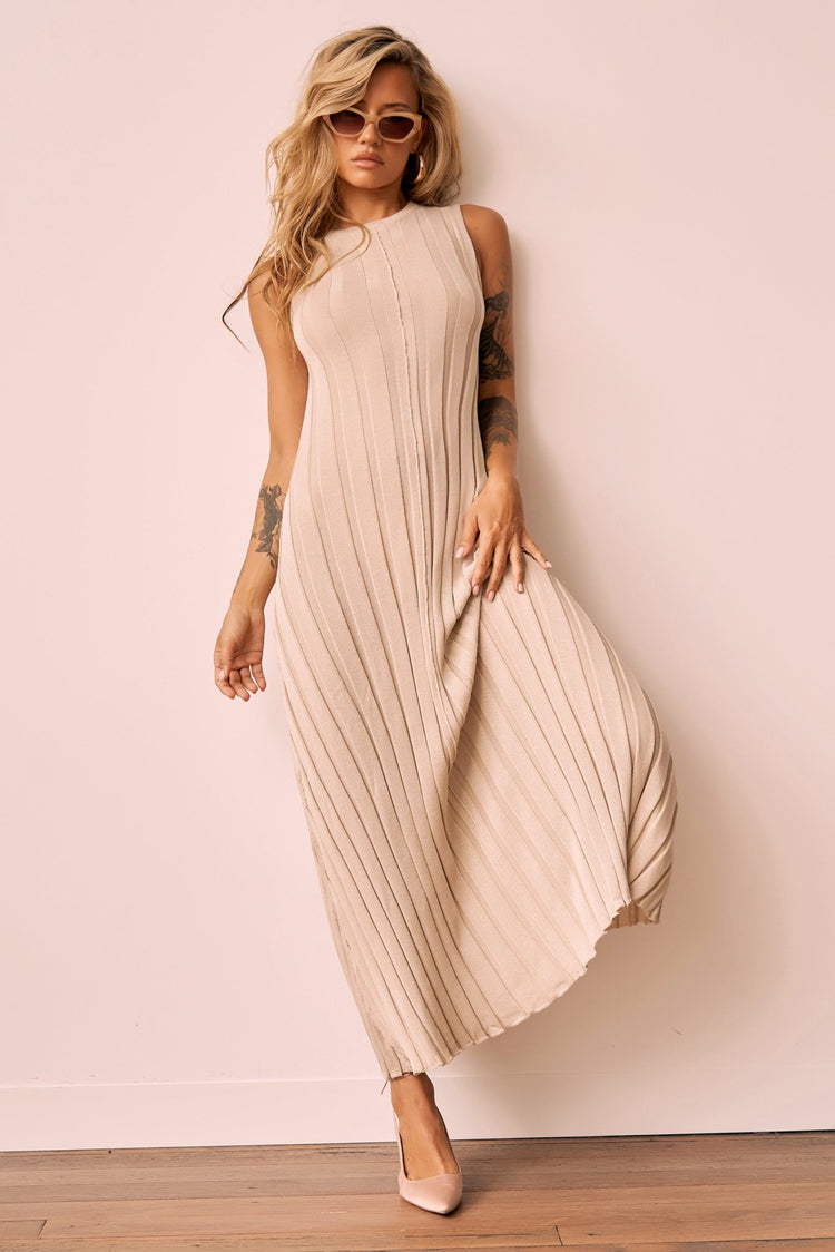 Francis Knit Maxi Dress - Beige KNITWEARS Sage and Paije
