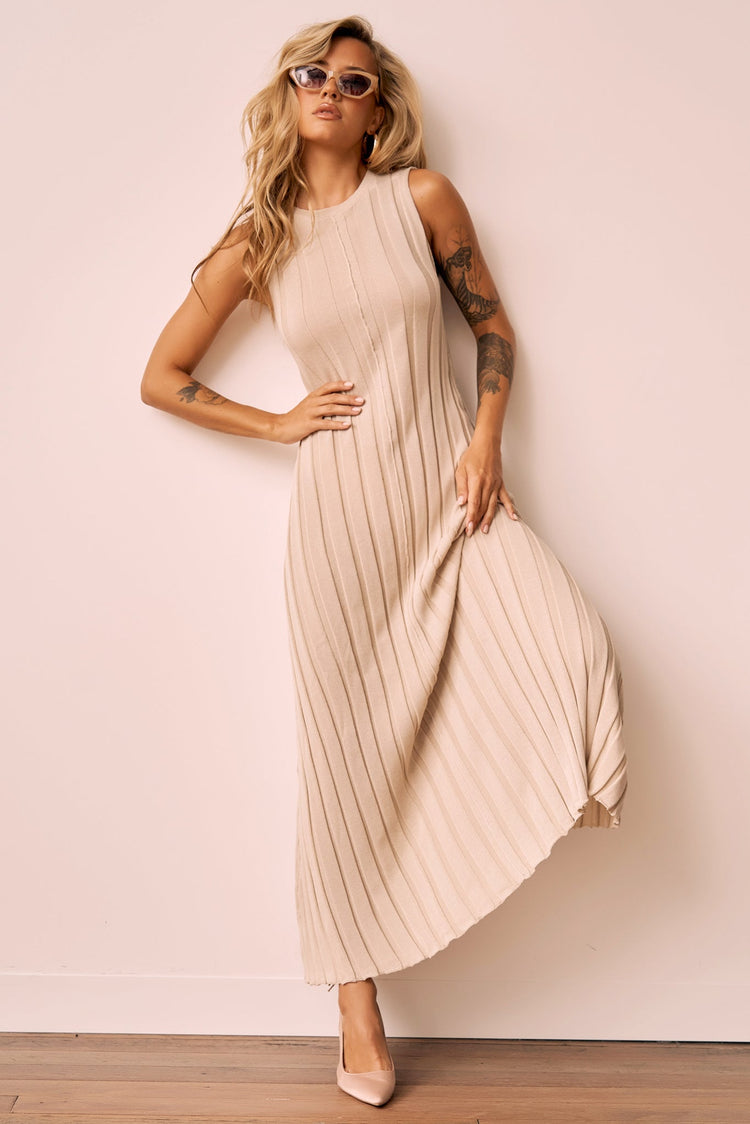 Francis Knit Maxi Dress - Beige KNITWEARS Sage and Paije