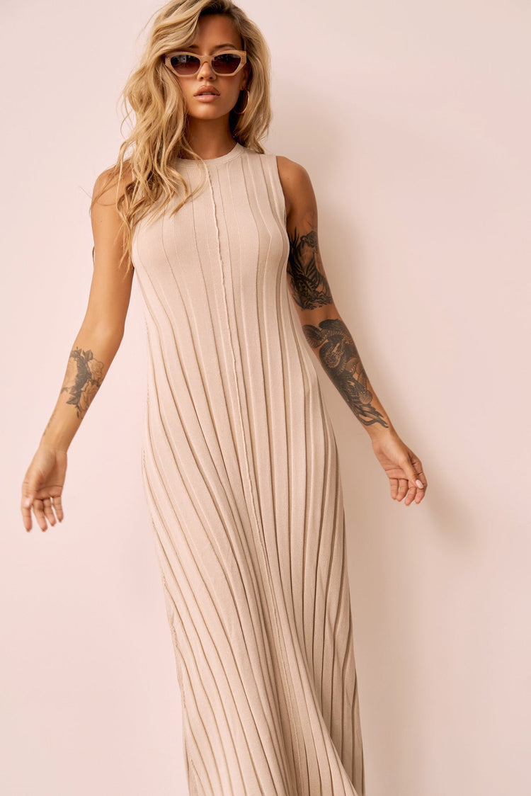 Francis Knit Maxi Dress - Beige KNITWEARS Sage and Paije