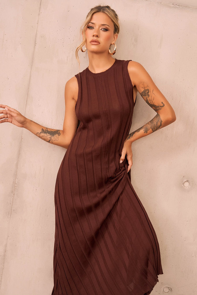 Francis Knit Maxi Dress - Chocolate KNITWEARS Sage and Paije