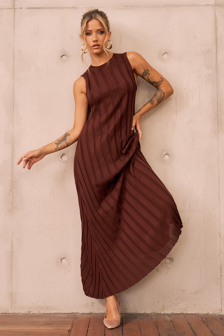 Francis Knit Maxi Dress - Chocolate KNITWEARS Sage and Paije