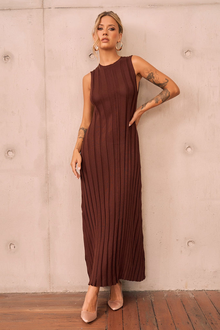 Francis Knit Maxi Dress - Chocolate KNITWEARS Sage and Paije