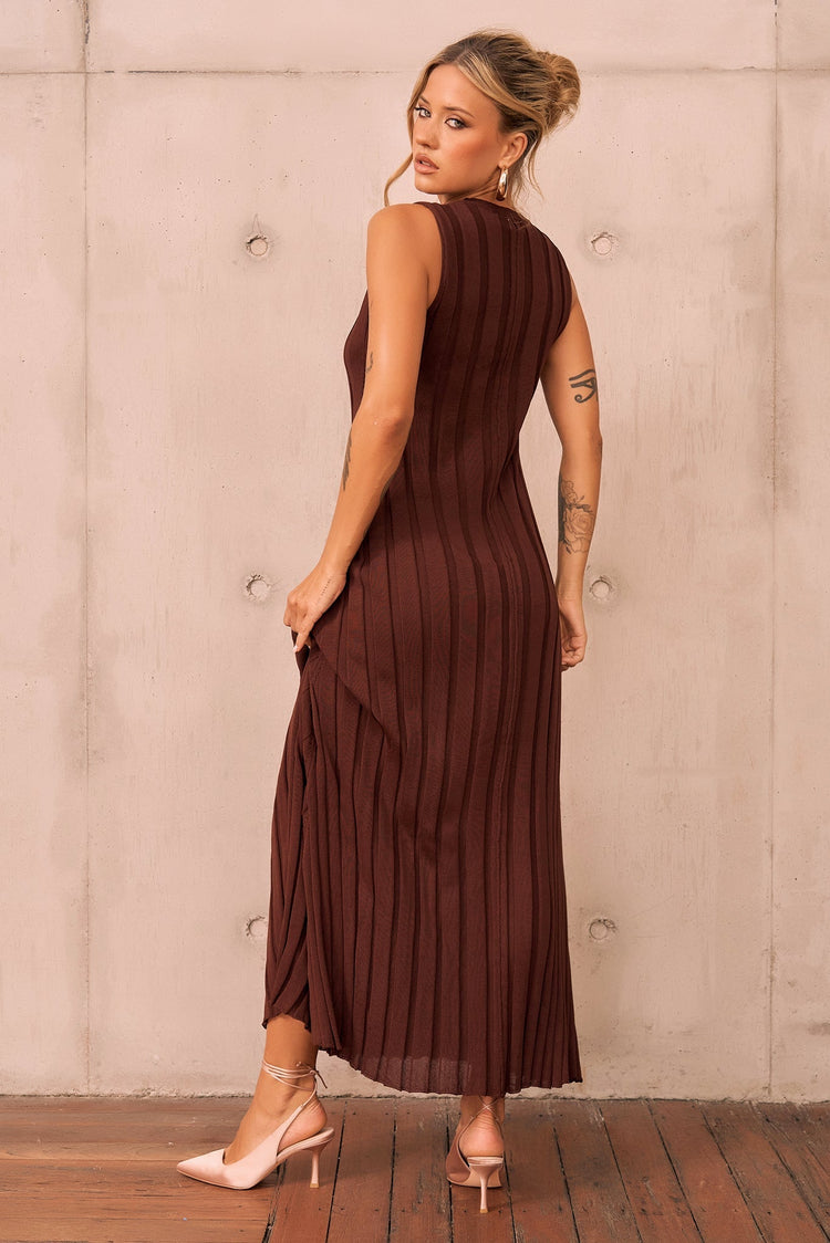 Francis Knit Maxi Dress - Chocolate KNITWEARS Sage and Paije